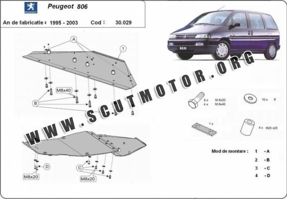 Scut motor metalic Peugeot 806