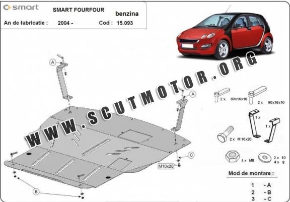 Scut motor metalic Smart FourFour, motorizare benzina