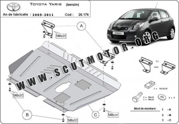 Scut motor metalic Toyota Yaris, motorizare benzina